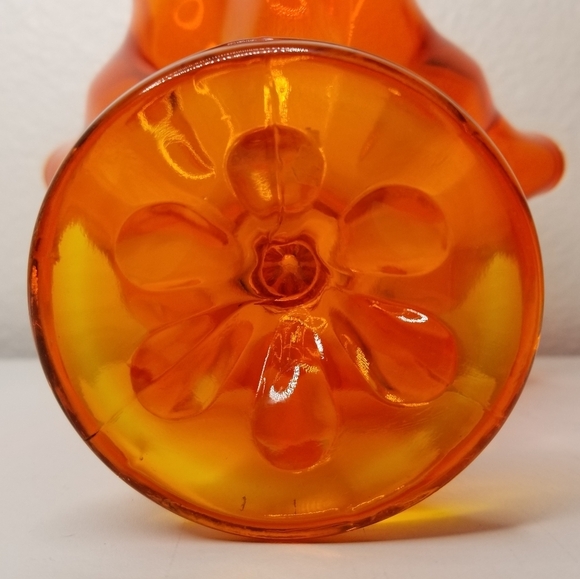 Viking Epic 6 Petal Persimmon Handkerchief Vase Compote Art Glass 7"x6.5 Vintage - Picture 7 of 11